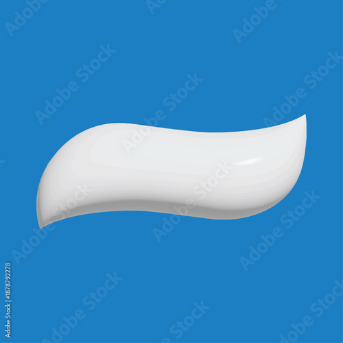 Realistic white toothpaste wave vector. 3D dental paste squeeze isolated on blue. Cream smear for oral hygiene, fresh breath, teeth cleaning, whitening and product packaging.