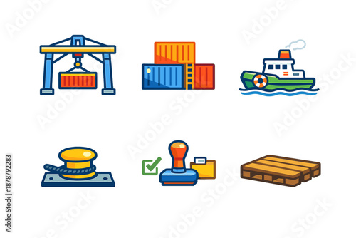 Logistics and Shipping Icons on Dark Background