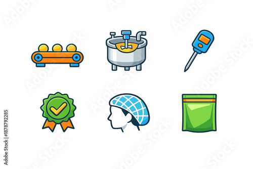 Food processing and quality control icons