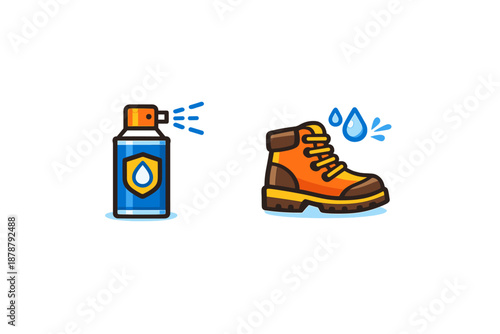 Waterproof spray can and boot with water drops