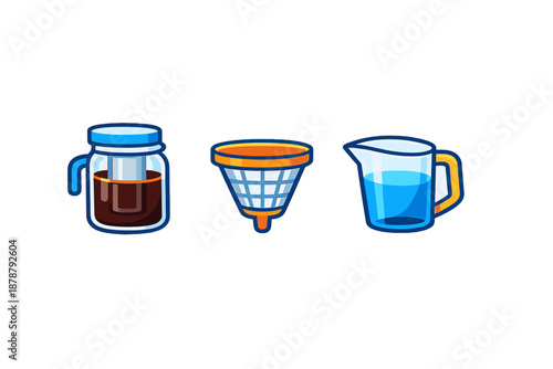 Cold brew coffee making illustration