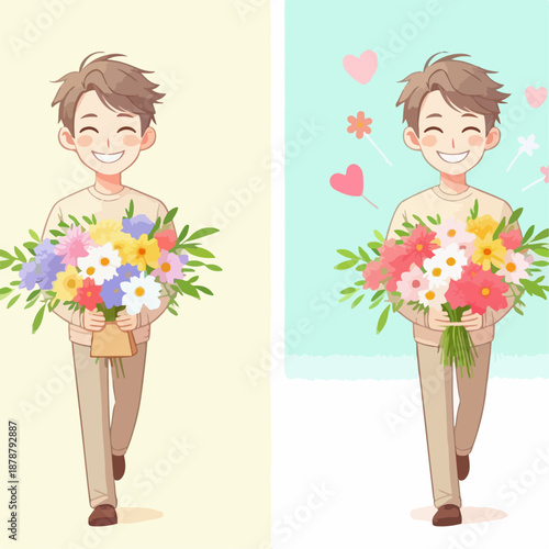 young woman with flowers