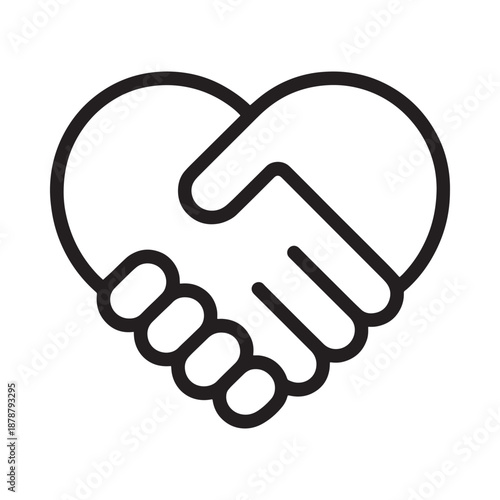 A heart shaped by two hands in a gentle handshake illustration