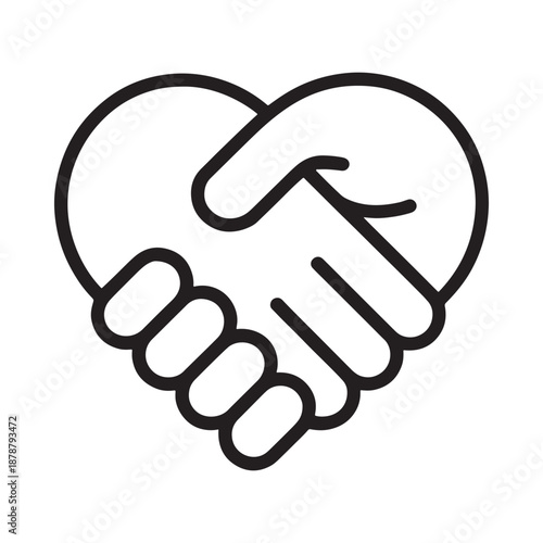 heart shaped handshake symbolizing love and partnership