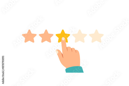 Customer rating with stars and hand pointer