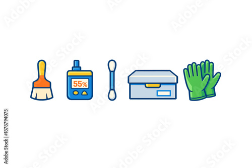 Hygiene and cleaning kit icons