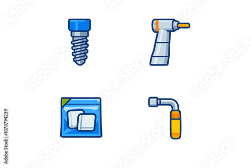 Dental Implants and Tools Icons