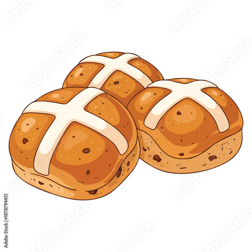 Delicious Hot Cross Buns Traditional Easter Sweet Baked Goods Treat