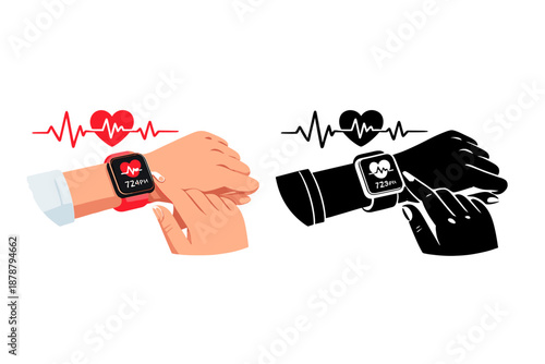 Smartwatch displaying heart rate monitor on a person's wrist