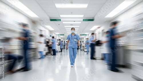Busy Hospital Staff Walking Corridor | Medical Team Workflow
