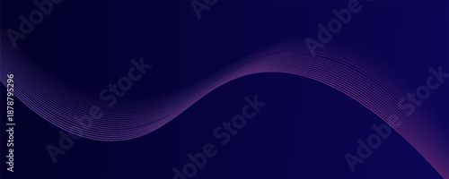 Abstract glowing wave lines on dark blue background. Dynamic wave pattern. Modern flowing wavy lines. Futuristic technology concept. Suit for banner, poster, cover, brochure, flyer, website.eps10