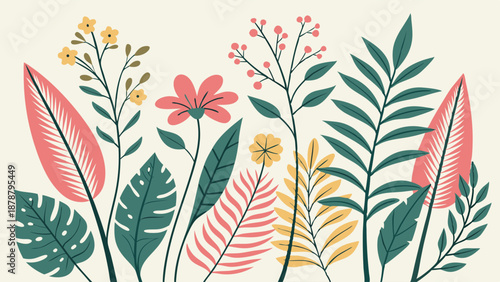 Vibrant Tropical Foliage Border for Summer Branding Packaging Website Design Botanical Garden Aesthetic