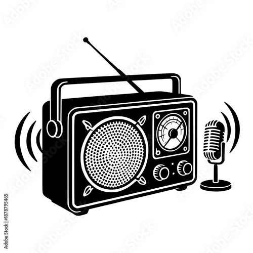 retro radio isolated on white