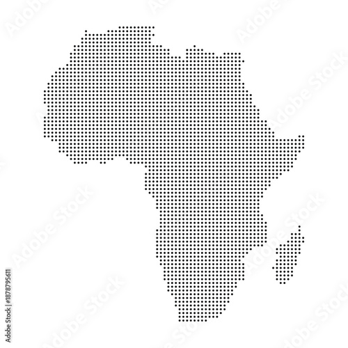 Dotted map of Africa. Black halftone country icon. Vector illustration.