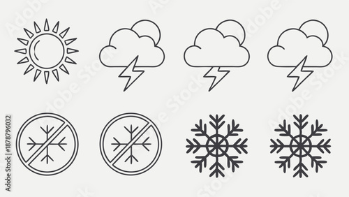 Weather Icon Set Forecast Symbols for App Design Climate Control Alerts Sunny Storm Snow Freezing Temperature Indicators