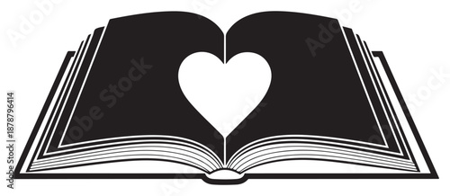 Open book with heart shaped center