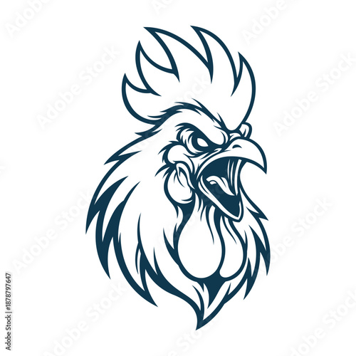 Wallpaper Mural rooster mascot logo black and white vector design template Torontodigital.ca