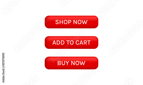 shop buy now add to cart buttons in vector 3d icon style