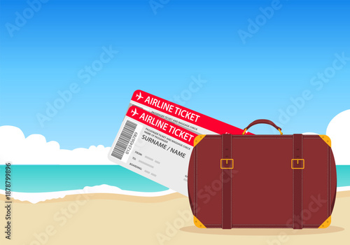 Seaside vacation, seaside. Beach vacation concept, ocean trip. Vector, designer illustration, web banner. Vector.