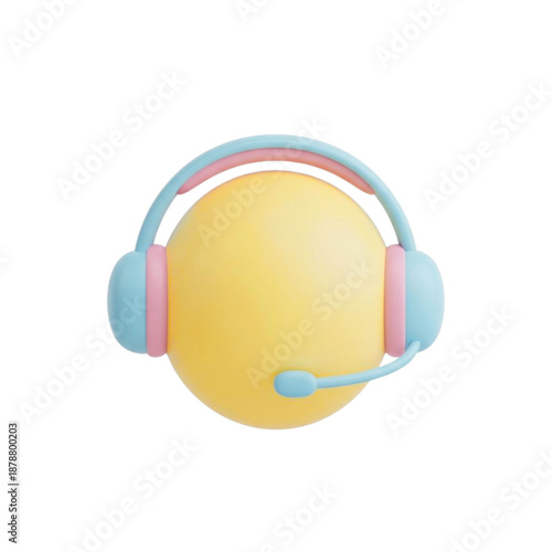Headset on yellow sphere isolated on transparent background