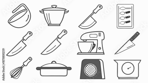 Kitchen Utensils Icon Set Cooking Tools Vector Graphics for Recipe Websites and Food Blog Design Projects