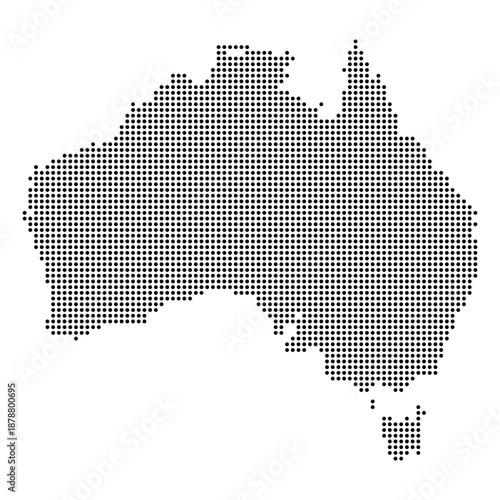 Dotted map of Australia. Black halftone country icon. Vector illustration.
