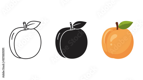 Three apples in different styles on white background