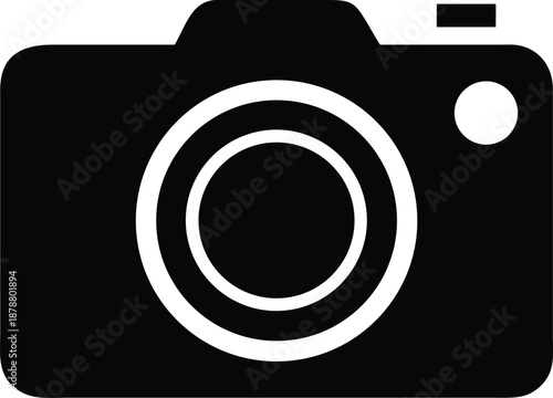 Black and White Camera Icon Graphic Design
