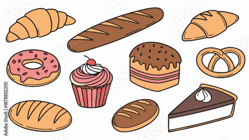 Delicious Bakery Assortment for Cafe Menu Design Sweet Pastry Collection for Food Blog Promotion Happy Dessert Lovers