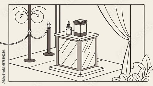 Luxury Skincare Product Displayed Under Museum Lighting for Exclusive Retail Launch Promotion