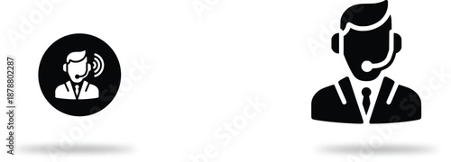 ICONS Customer support icons flat vector illustration of call center agent with headset for service and communication concepts isolated on white