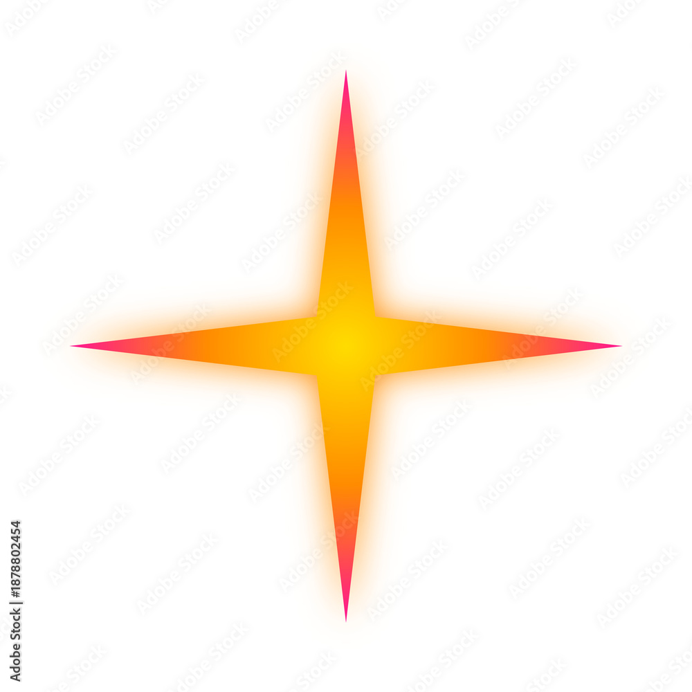 Obraz premium Four Point Orange Glow Star Burst Isolated Element