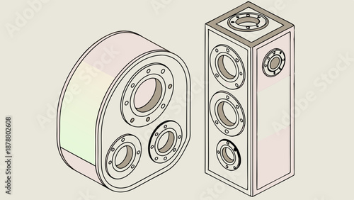 3D Isometric Industrial Heat Exchanger or Fluid Manifold Design for Engineering Projects and Technical Schematics