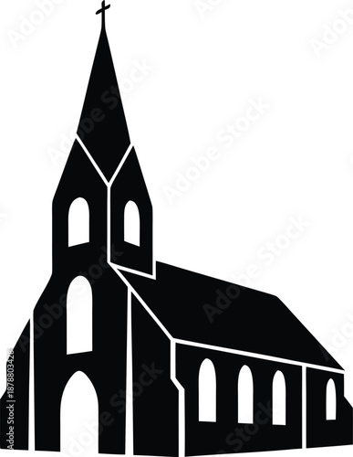 Simple church silhouette with steeple
