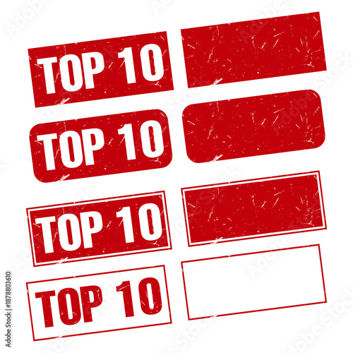 PNG-Set of vector red TOP icons and signs of different shapes.