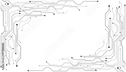 Technology black circuit diagram concept. High tech circuit board connection system.Vector abstract technology on white background.