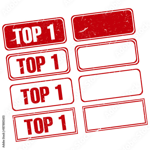 PNG-Set of vector red TOP icons and signs of different shapes.