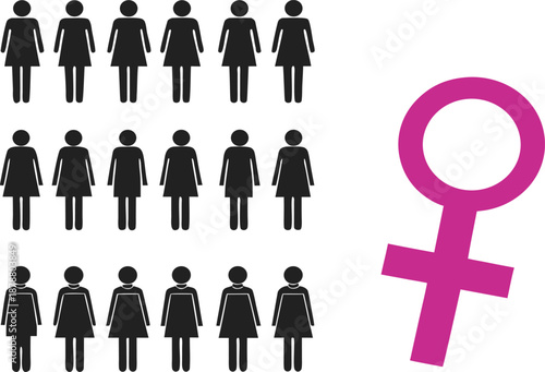 International Women’s Day Female Symbol Crowd Copy Space Vector Poster, Adobe Illustrator Artwork