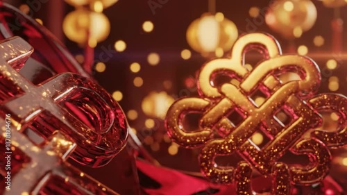 Luxury Golden Jewelry with Red Background.