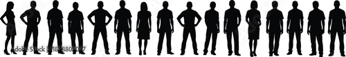 Standing people silhouette collection isolated on white background men and women full body poses lifestyle diversity illustration concept
