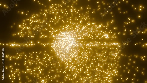 Golden Particle Swarm Exploding Outward, Magical Sparkle Luxury Motion Design Animation
