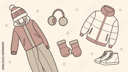 Cozy Winter Clothing Set for Kids Snow Day Fun Warm Puffer Jacket Hat Mittens for Cold Weather Outdoor Activities