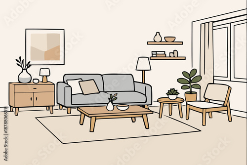 modern living room with sofa and coffee table