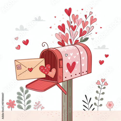 Valentine's Day special mailbox with hearts