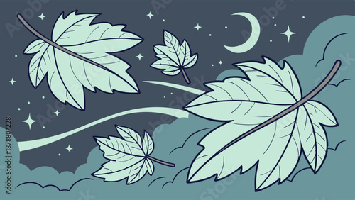 Autumn Maple Leaves Blowing in Night Wind for Seasonal Fall Web Design or E-commerce Background Animation