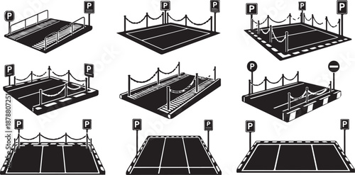Various Illustrations of Boxing Rings in Different Configurations Shown