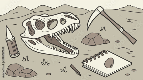 Paleontology Dig Site Discovery Dinosaur Skull Fossil Excavation Tools for Science Education Geology Research Adventure