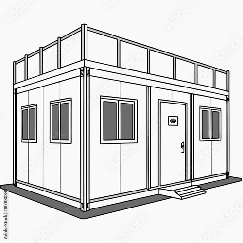 Modular Shift Building for Industrial Zones, Temporary Prefabricated Structural Solution for Factory Grounds and Manufacturing Facilities