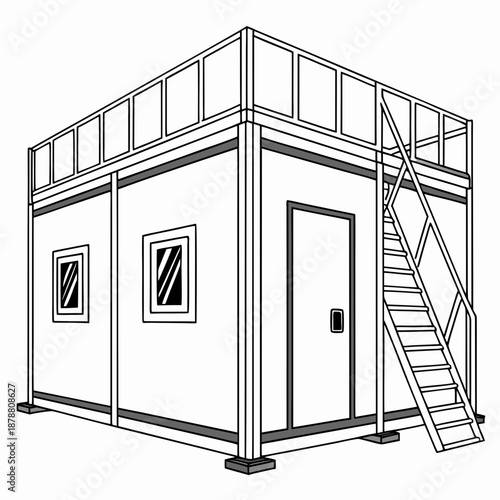 Transportable Modular Structure Technology, Isolated Vector Icon for Mobile Prefabricated Engineering and Architecture Solutions