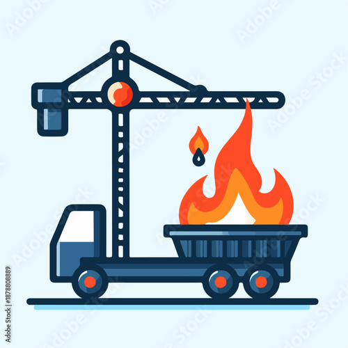 Construction crane cartoon illustration